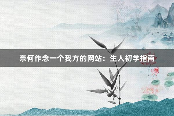奈何作念一个我方的网站：生人初学指南